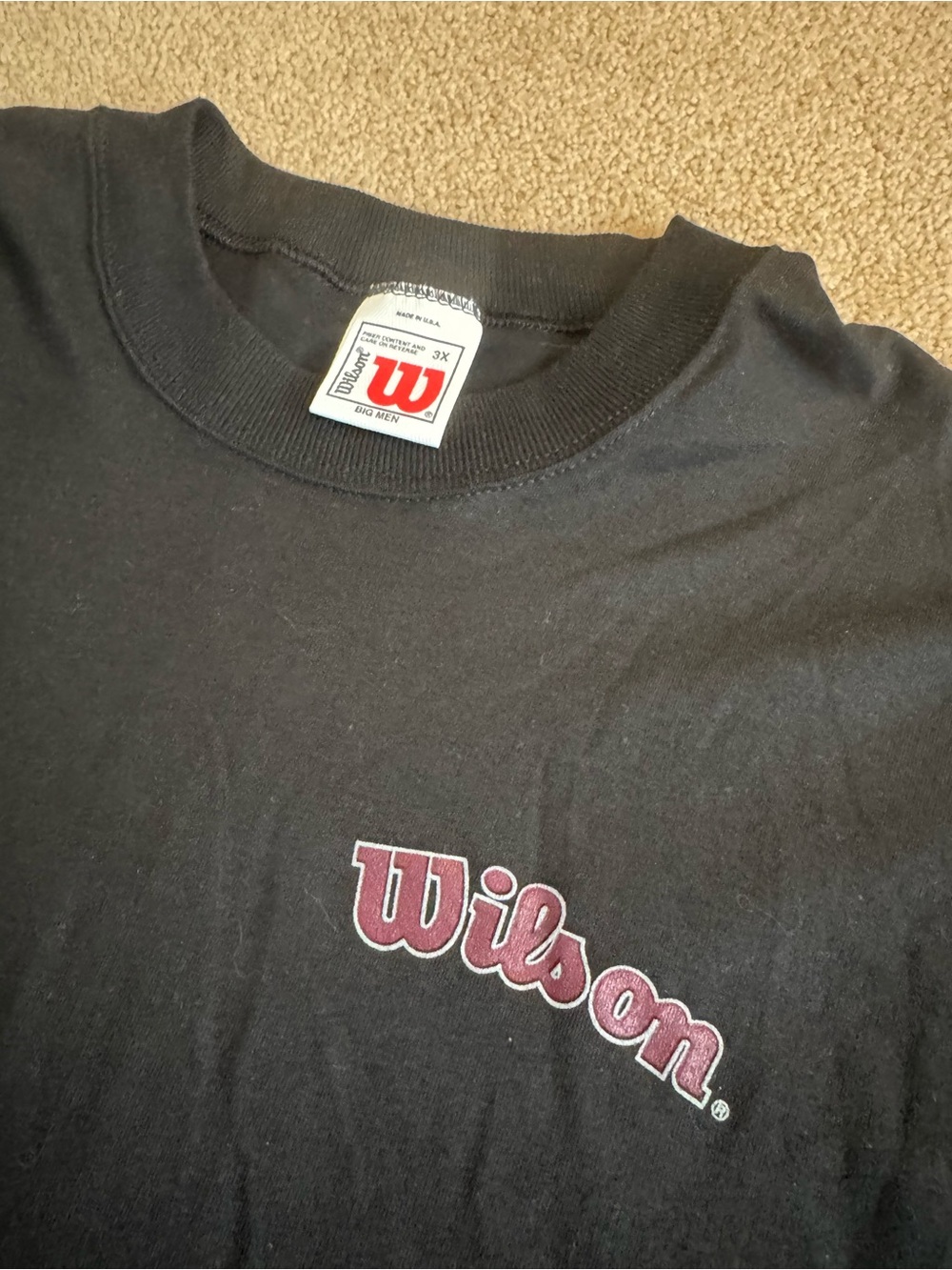 Wilson Black Short Sleeve Tee with Maroon Logo